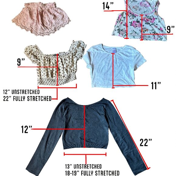 5 Assorted Style Crop Tops - Picture 4 of 10